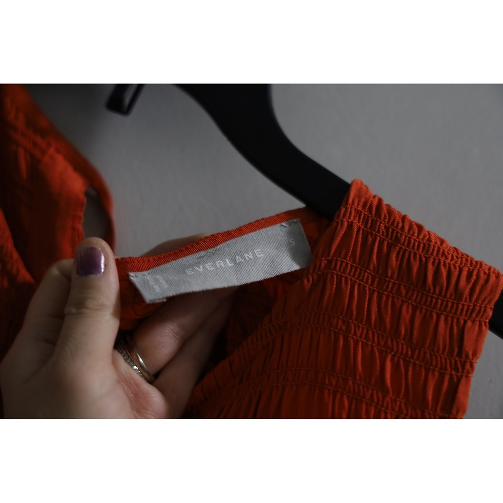 Orange Sleeveless Smocked Midi Dress - Picture 4 of 9